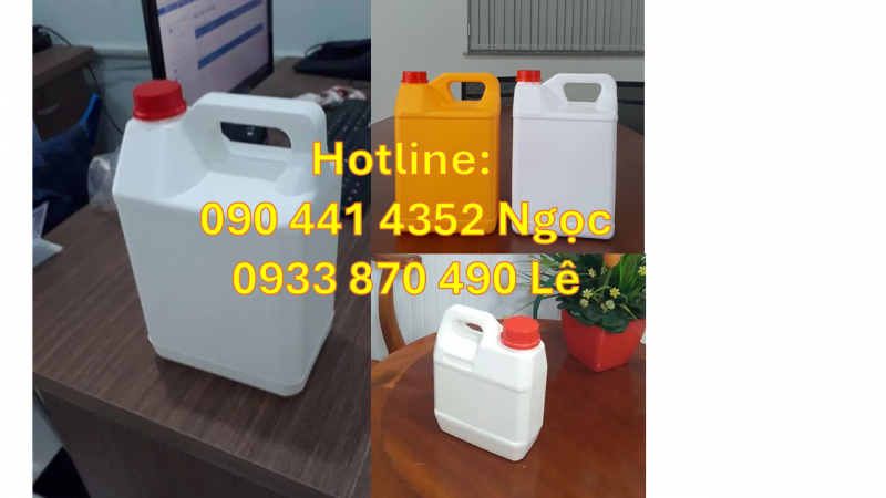Can nhựa 2 lít đựng hóa chất thú y pha loãng, can nhựa 5 lít đựng dầu dừa làm mỹ phẩm 