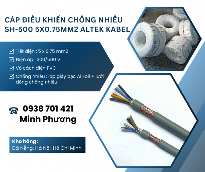 Cáp điều khiển chống nhiễu sh-500 5x0.75mm2 Tây Ninh, Đồng Nai, Bà Rịa – Vũng Tàu