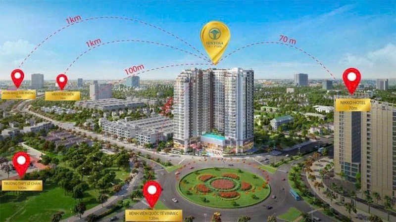 CĂN HỘ TIỆN ÍCH ĐẦY ĐỦ - GIÁ TỐT CẦN BÁN NHANH Căn góc Sentosa Sky Park Hải Phòng 2 mặt thoáng