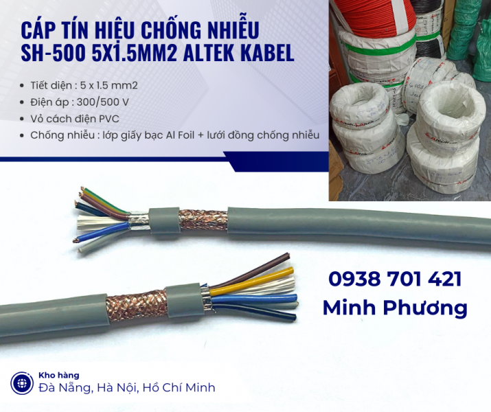 Cáp tín hiệu chống nhiễu sh-500 5x1.5mm2 Altek Kabel Đà Nẵng, Cần Thơ, Kiên Giang