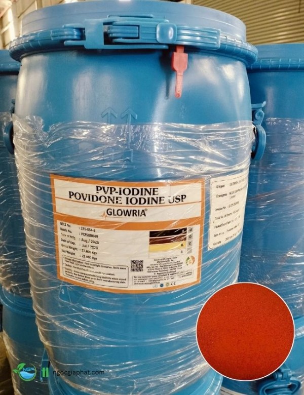 POVIDONE IODINE (PVP-I) – NGUYÊN LIỆU IODINE ẤN ĐỘ DÙNG TRONG NUÔI TRỒNG THỦY SẢN