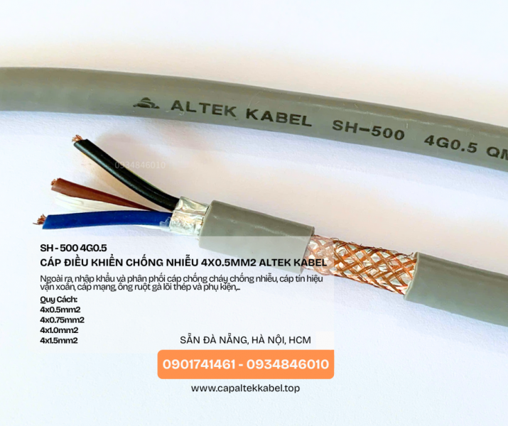 Đà Nẵng, Hà Nội phân phối cáp điều khiển chống nhiễu 4x0.5 Altek Kabel
