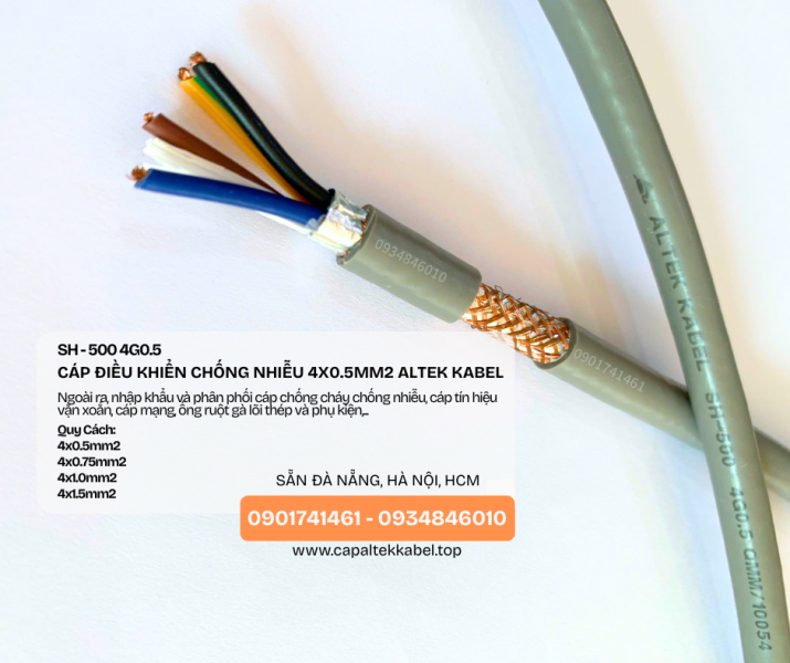 Đà Nẵng, Hà Nội phân phối cáp điều khiển chống nhiễu 4x0.5 Altek Kabel