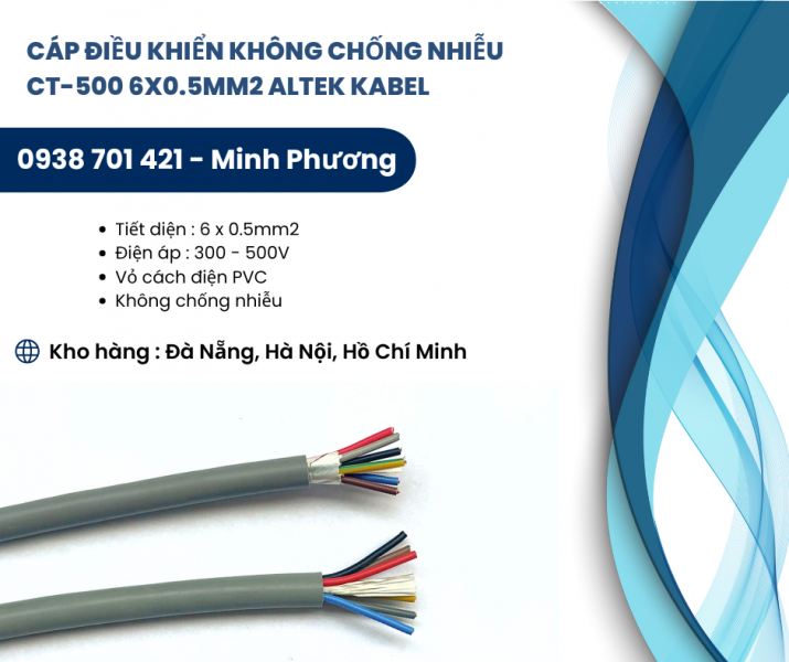 Dây cáp điện không chống nhiễu CT-500 6x0.5mm2 Altek Kabel hỗ trợ giao toàn quốc