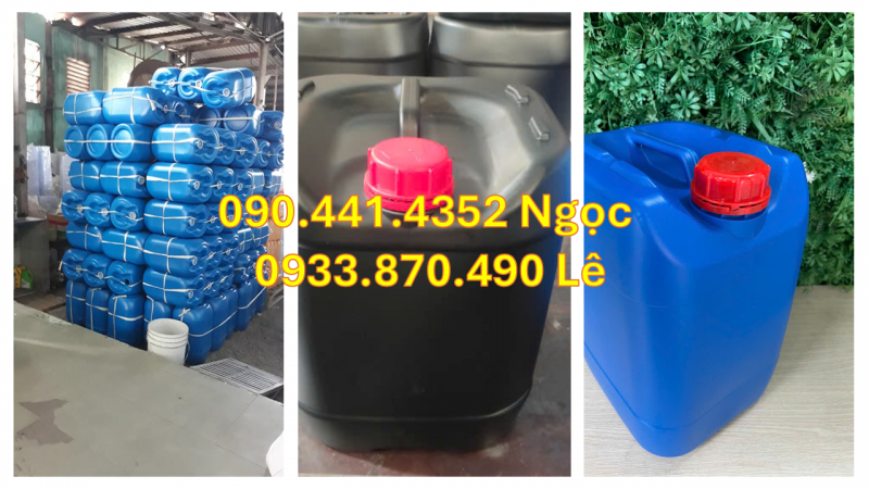 Thùng nhựa dày 30 lít vuông xanh, can nhựa 25 lít trắng, can hóa chất 20L 