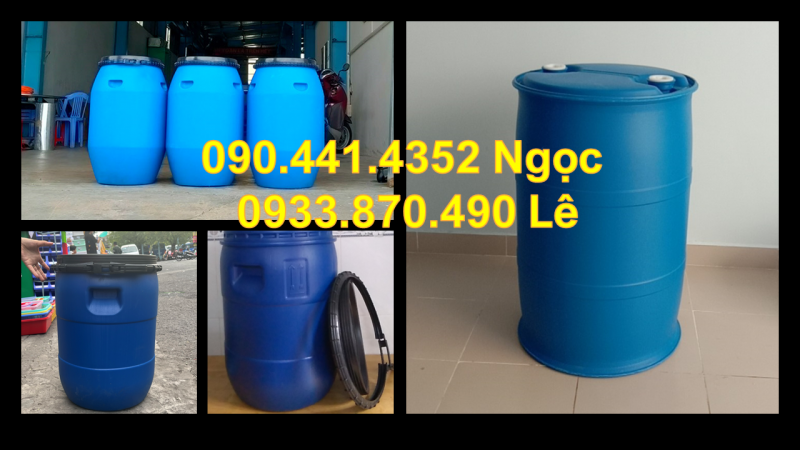 Bán thùng phuy nhựa 220 lít ( 2 đai, 4 đai) làm bè, nhà nổi, trại nuôi tôm 