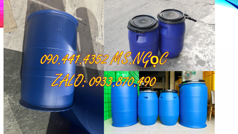 Vỏ thùng phi nhựa 30 lít hóa chất trong gara, thùng phuy nhựa làm nhà nổi 