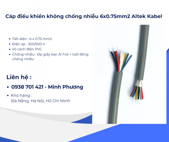 Cáp điều khiển không chống nhiễu Altek Kabel 6x0.75mm2 Đà Nẵng, Hà Nội, Hồ Chí Minh