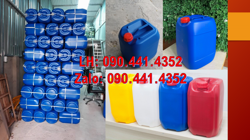 Can nhựa 10 lít đựng chất phủ chống thấm, can nhựa vuông 20l đựng axit tạo bọt