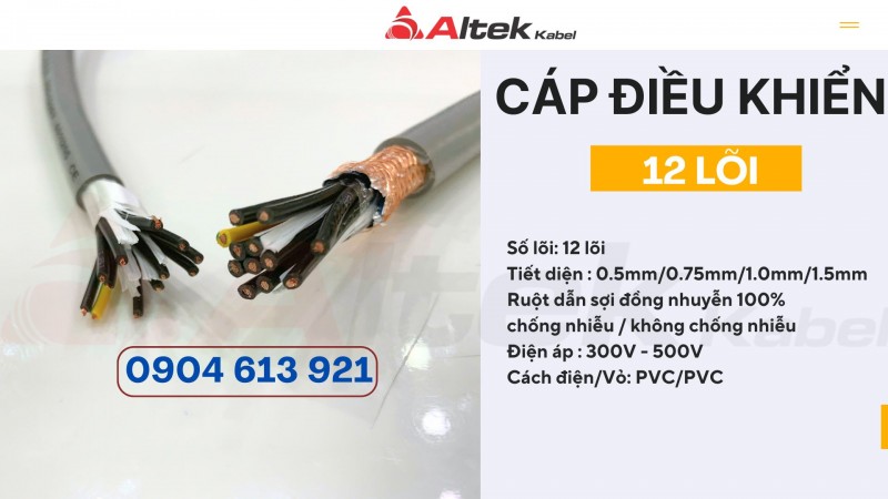 Cáp điều khiển 12x0.5/12x0.75/12x1.0/12x1.5 Altek Kabel chính hãng - phân phối Hà Nội, Đà Nẵng, HCM