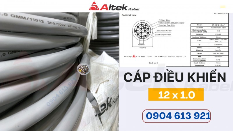 Cáp điều khiển 12x0.5/12x0.75/12x1.0/12x1.5 Altek Kabel chính hãng - phân phối Hà Nội, Đà Nẵng, HCM