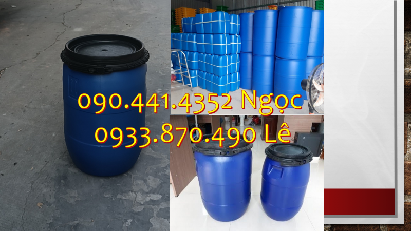 Vỏ thùng phi nhựa 30 lít ủ sữa chua, thùng phuy nhựa 50 lít đựng chất nhuộm vải 