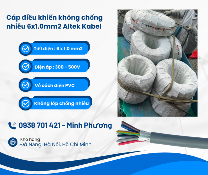 Cáp tín hiệu Altek Kabel không chống nhiễu 6x1.0mm2 Đà Nẵng, Bình Định, Gia Lai