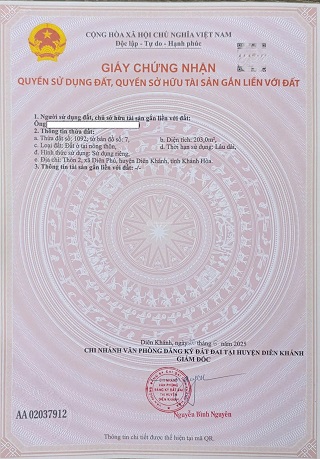 Bán đất Diên Khánh giáp ranh Nha Trang cách biển 10km, full thổ cư 203m2 chỉ 6 tr/m2