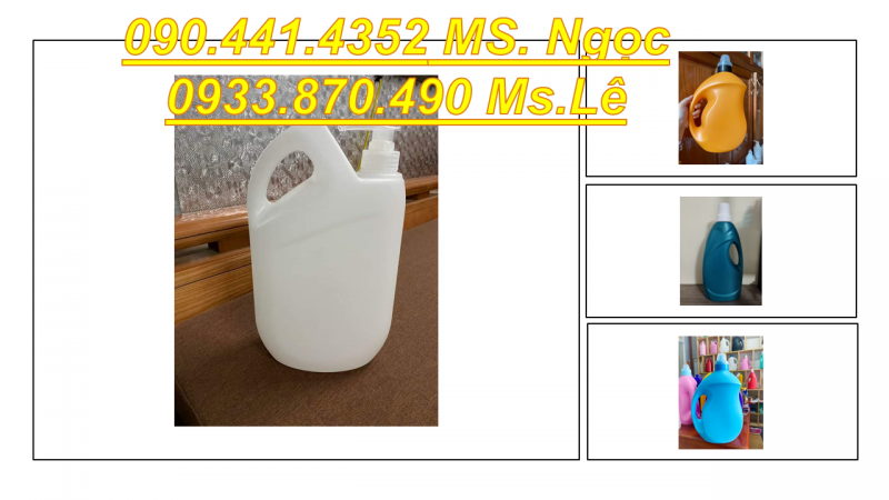 Can nhựa 2 lít đựng thành phần xi măng, can 5 lít đựng dầu lửa 