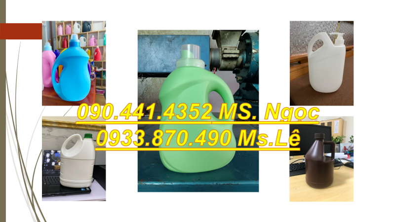 Can nhựa 2 lít đựng thành phần xi măng, can 5 lít đựng dầu lửa 