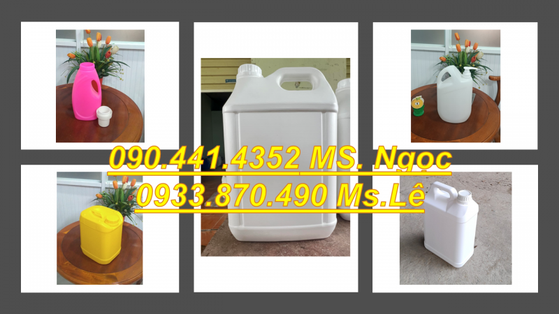 Can nhựa 2 lít đựng thành phần xi măng, can 5 lít đựng dầu lửa 
