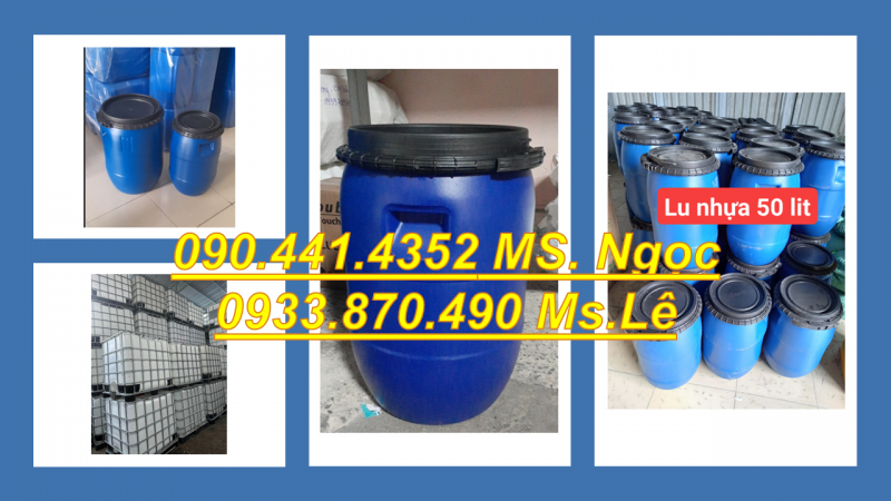 Thùng phuy nhựa mới đẹp nhất 220 lít, thùng phi nhựa 4 đai 220L nắp kín