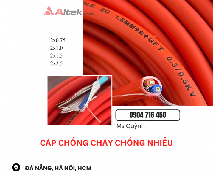 Cáp chống cháy CV/FR Altek Kabel Đà Nẵng, Hà Nội, Sài Gòn, Đồng Nai, Tây Ninh