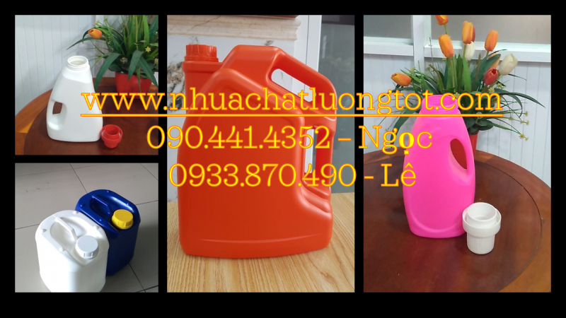 Can 5 lít đựng thuốc kích thích cây trồng, can 2 lít đựng phân đạm, kali…pha loãng 