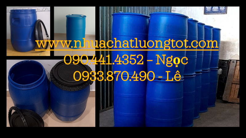 Vỏ thùng phuy nhựa 60 lít, thùng nhựa 120 lít đựng thành phần hóa học 
