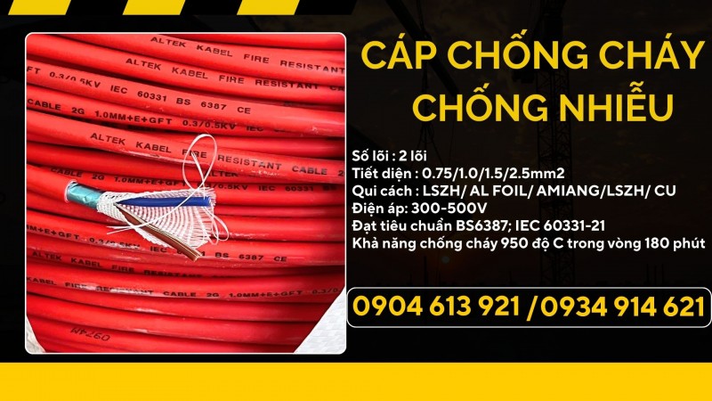 Cáp chống cháy chống nhiễu 2x1.5 Altek Kabel