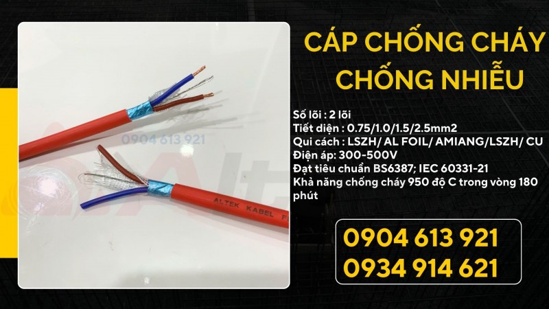 Cáp chống cháy chống nhiễu 2x1.5 Altek Kabel