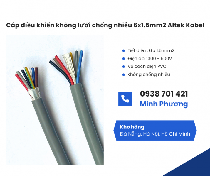 Cáp điều khiển không lưới chống nhiễu 6x1.5 Altek Kabel phân phối toàn quốc – Đà Nẵng