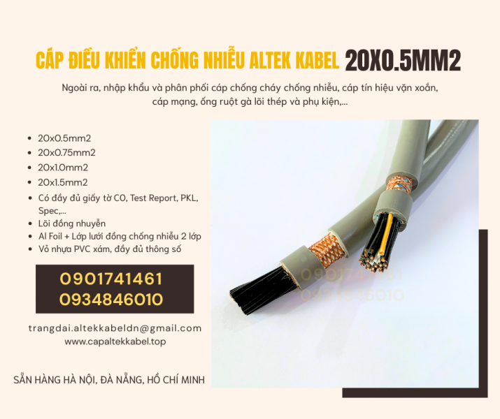 Cáp điện, cáp tín hiệu chống nhiễu 20x0.5 sẵn Hà Nội, Đà Nẵng