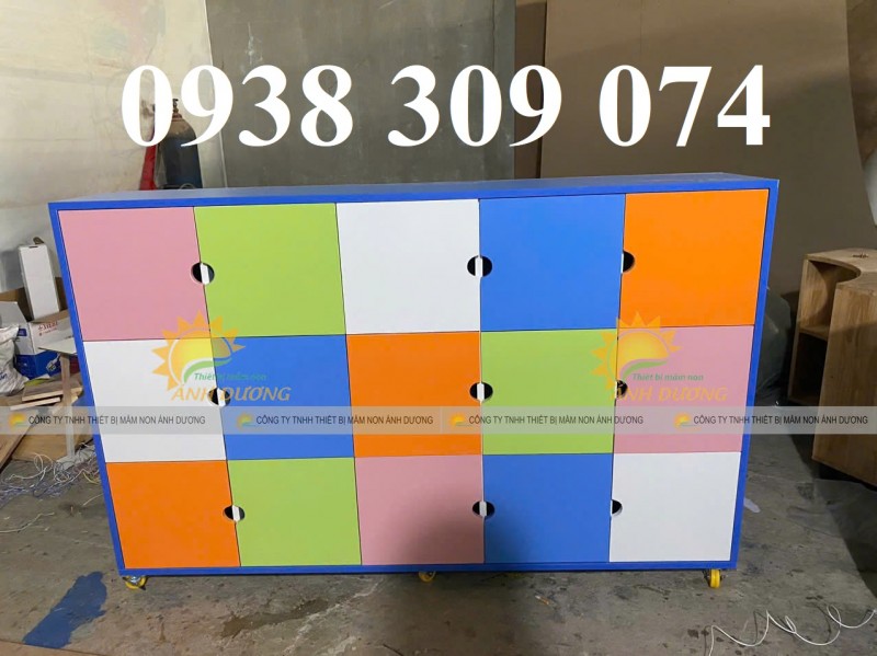 Tủ đựng cặp dép mầm non MDF, kệ đựng cặp mầm non