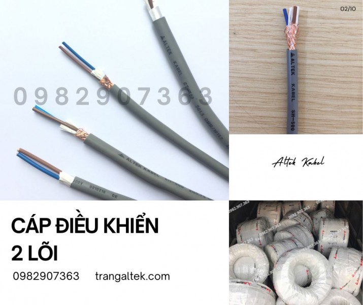 Cáp điều khiển đồng mềm 2 lõi vỏ xám Altek Kabel 