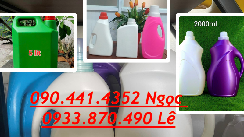 Can nhựa 5 lít đựng nước rửa chén công nghiệp, can nhựa 2 lít đựng chất chống đông