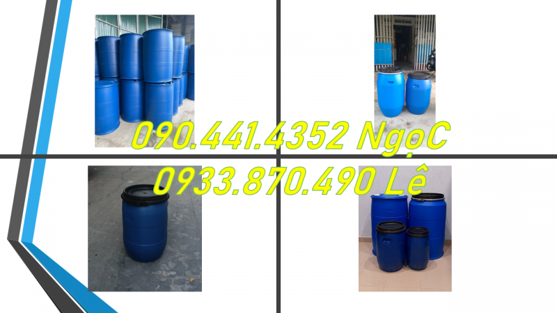 Thùng phuy nhựa 220 lít đựng hóa chất, vỏ thùng phuy nhựa chất nhuộm dệt giày dép 