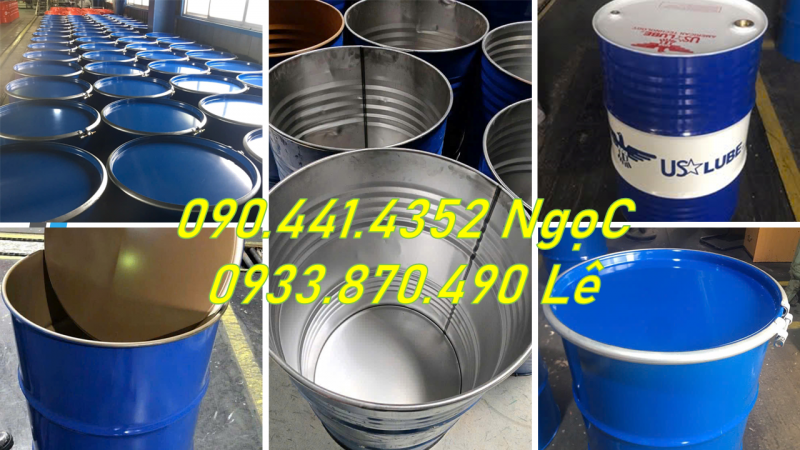 Thùng phi sắt nắp kín đựng axit có tráng epoxy, thùng phuy sắt đựng dung môi