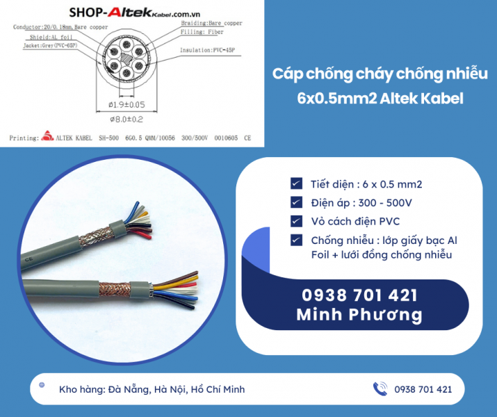 Cáp điều khiển chống nhiễu 6 lõi 0.5mm2 Altek Kabel sẵn kho, hỗ trợ giao toàn quốc