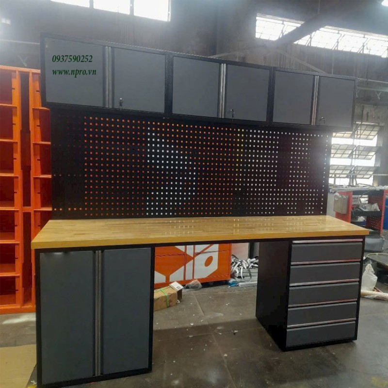 Xe đẩy đựng dao tiện CNC, Tủ đồ nghề 4 ngăn 1 cánh bảng treo, Tủ đồ nghề 9 ngăn KT: W700xD550xH1190/