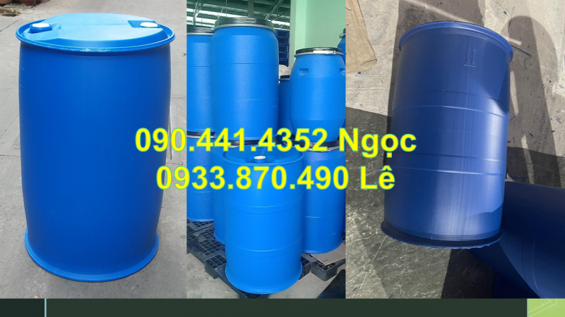 Xả kho thùng phuy nhựa 220 lít đựng hoá chất nắp kín 300 cái, mới 100%, giá thấp nhất thị trường