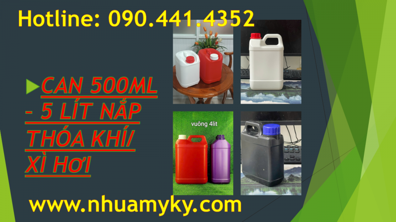 Can nhựa 1 lít đựng nhớt không quai, can 0.5 lít đựng hương liệu