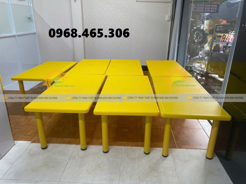 Bàn chữ nhật mầm non nhập khẩu, bàn nhựa mầm non