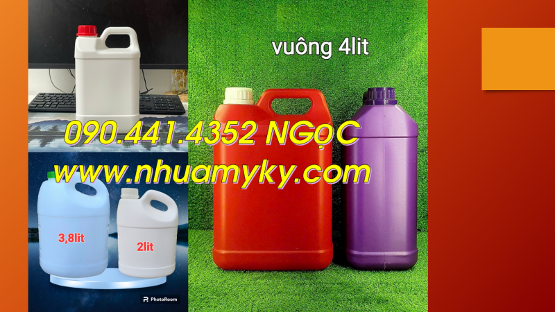 Can nhựa 1 lít đựng dầu gội, can nhựa 0.5 lít đựng nước lau tủ kính 