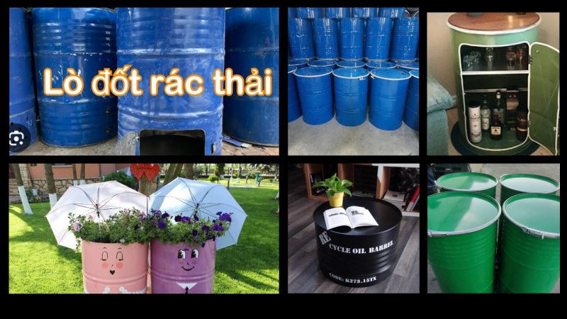 Thùng phuy sắt cũ đựng hóa chất siêu tiết kiệm, thùng phuy sắt cũ làm bàn ghế 