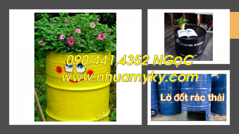 Thùng phuy sắt cũ đựng hóa chất siêu tiết kiệm, thùng phuy sắt cũ làm bàn ghế 