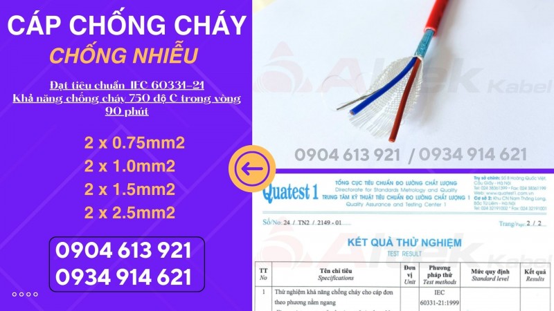 Cáp chống cháy báo cháy PCCC Altek Kabel 2x0.75/2x1.0/2x1.5/2x2.5