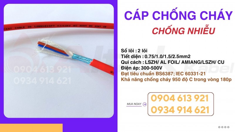 Cáp chống cháy báo cháy PCCC Altek Kabel 2x0.75/2x1.0/2x1.5/2x2.5