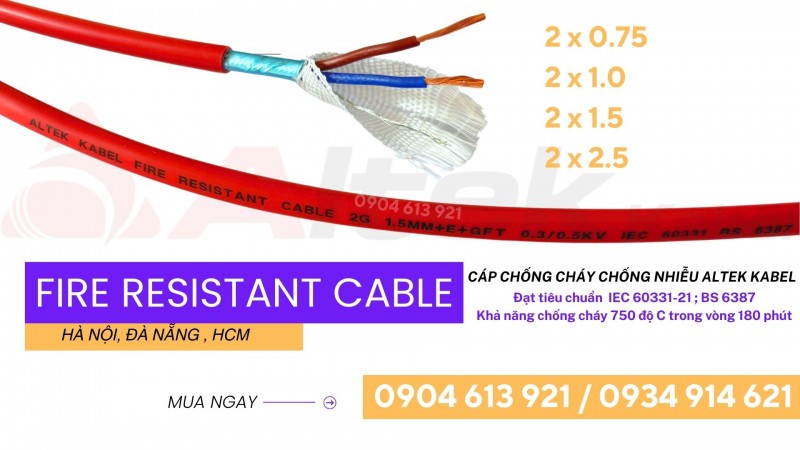 Cáp chống cháy báo cháy PCCC Altek Kabel 2x0.75/2x1.0/2x1.5/2x2.5