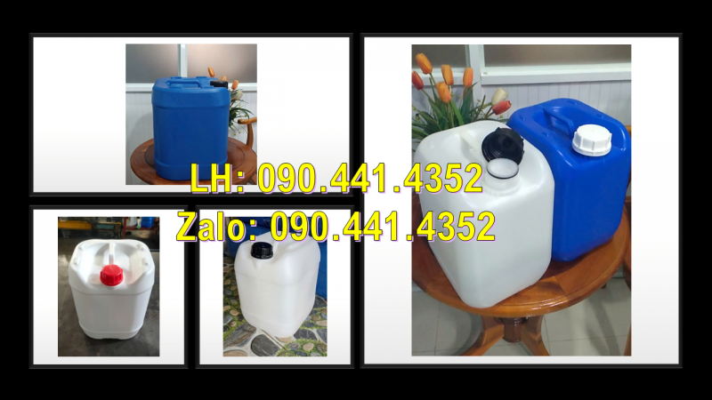 Can nhựa 10 lít đựng muối axit (có sinh khí), can nhựa 20 lít đựng sút, can nhựa 25 lít đựng 