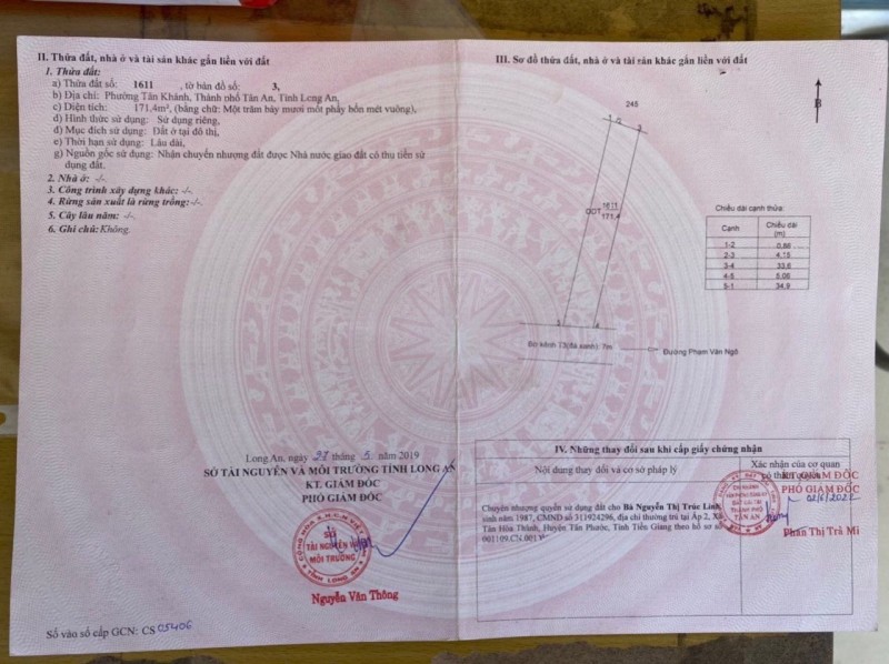 CHÍNH CHỦ Cần Bán 2 lô Đất Tại Xã An Vĩnh Ngãi Và Phường Tân Khánh, TP Tân An, Long An.