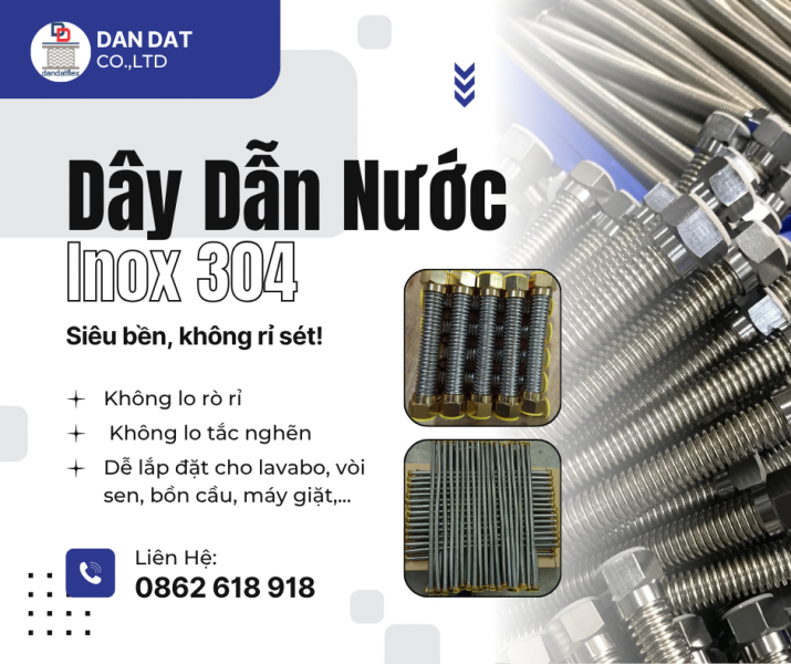 Dây Dẫn Nước Inox 304, Dây Cấp Nước Vòi Chậu Lavabo, Dây Cấp Nước Nóng Lạnh Inox, Ống Dẫn Nước 
