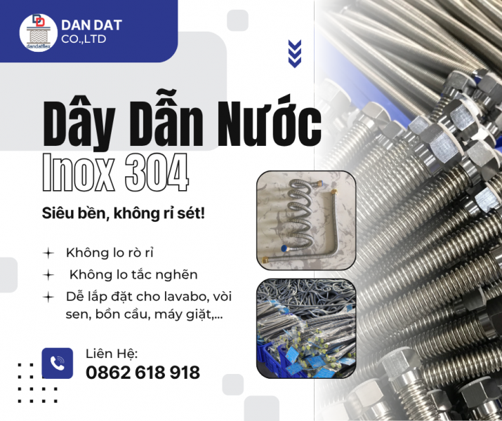 Dây Dẫn Nước Inox 304, Dây Cấp Nước Vòi Chậu Lavabo, Dây Cấp Nước Nóng Lạnh Inox, Ống Dẫn Nước 