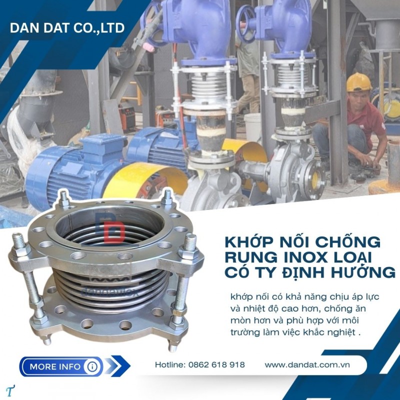 Khớp nối mềm máy bơm, khớp nối chống rung inox mặt bích, khớp nối chống rung dùng cho bơm tuần hoàn